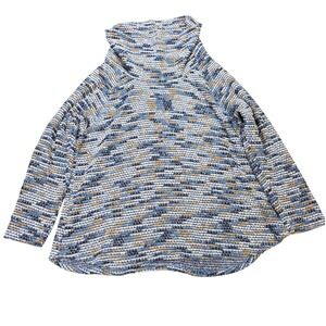 Ruby Rd W Cowl Neck Knit Sweater Women's Size 1X Blue Space Dye  Metallic